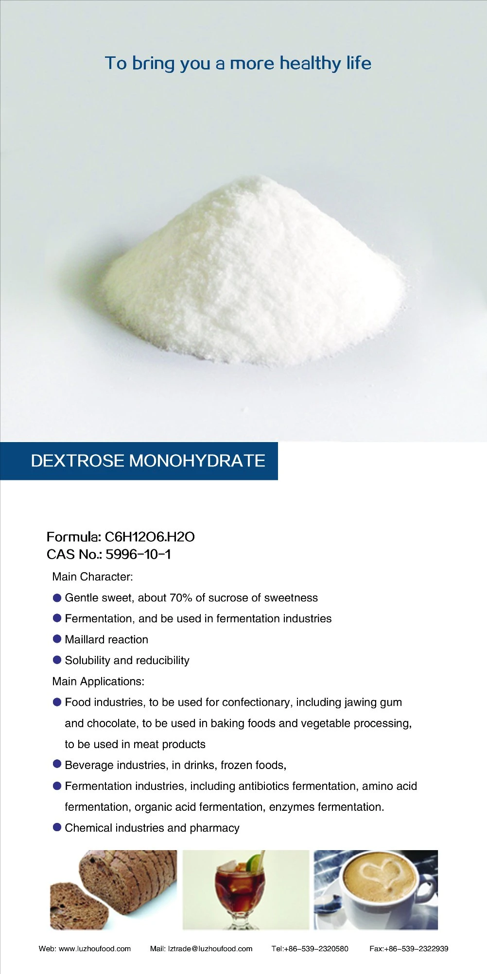with Pallets Food Additives Powder Monohydrate Dextrose
